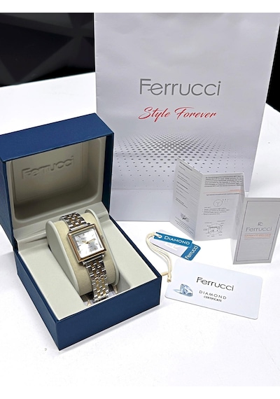 Ferrucci Diamond Pırlanta Taşlı Ve Sertifikalı Özel Kutulu Kadın Kol Saati+bileklik Bfc.01118-04