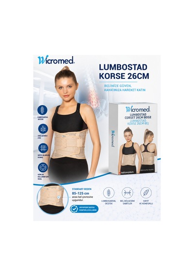Lumbostad Lumbosakral 26cm Korse Bej Standart Fıtık Rahatlatır Lomber Disk Herni