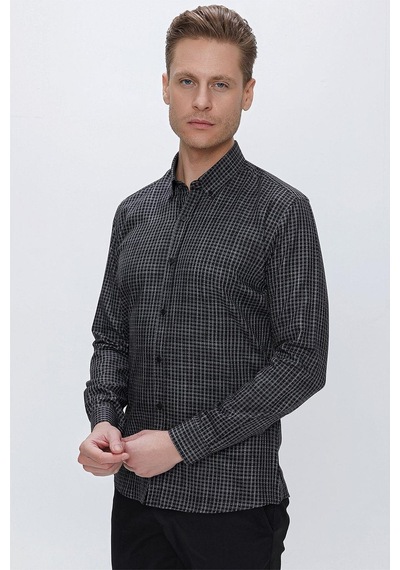 Efor Gk 662 Slim Fit Siyah Klasik Gömlek Siyah
