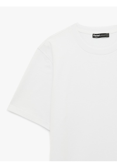 Koton Regular Fit Kısa Kollu Bisiklet Yaka Pamuklu Basic Tişört Beyaz 6sam10287mk Beyaz