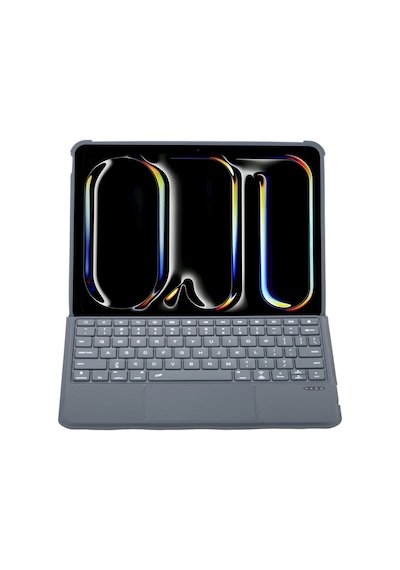 Gld-spt- Newface T5510d Apple Uyumlu iPad Pro 13 2024 Kılıf Palermo Ledli Klavyeli Standlı Tablet Kılıfı - Siya