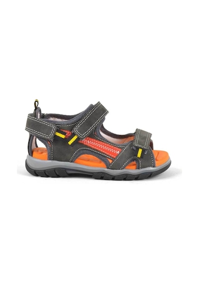 Hakiki Deri Gri Cırtlı Erkek Çocuk Trekking Sandalet Gri