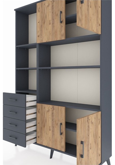Arges Dolap 8 Raflı 4 Çekmeceli 4 Kapaklı 132x30x195 Antrasit-çam/antrasit Atlas Çam/antrasıt Arges Dolap 8 Raflı 4 Çekmeceli 4 Kapaklı 132x30x195 Antrasit-çam/antrasit Atlas Çam/antrasıt