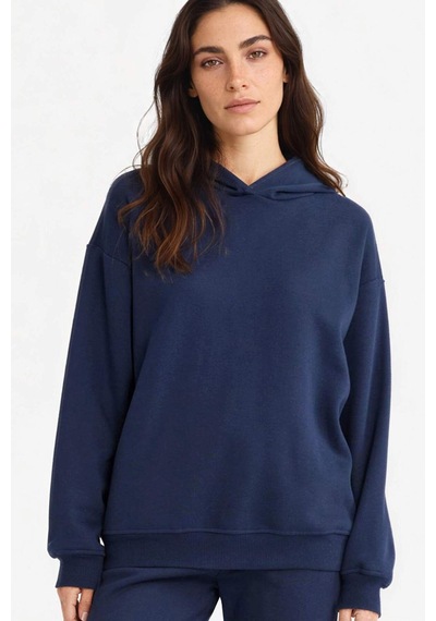 Defacto Relax Fit Kapüşonlu Basic Düz Kalın Sweatshirt D9935ax25wnnv251 Lacivert