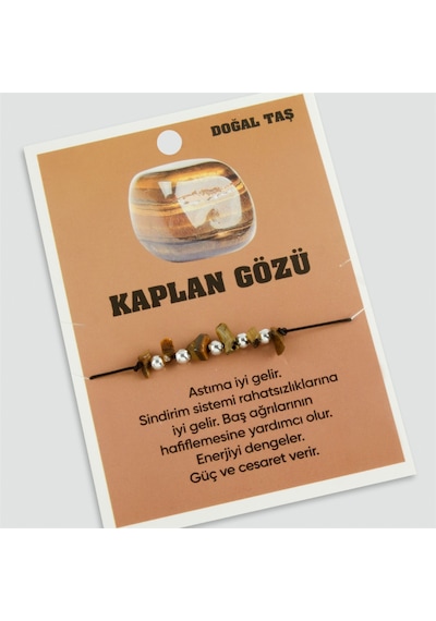 Kaplangözü Doğaltaşlı İp Bileklik 0191 Kahverengi
