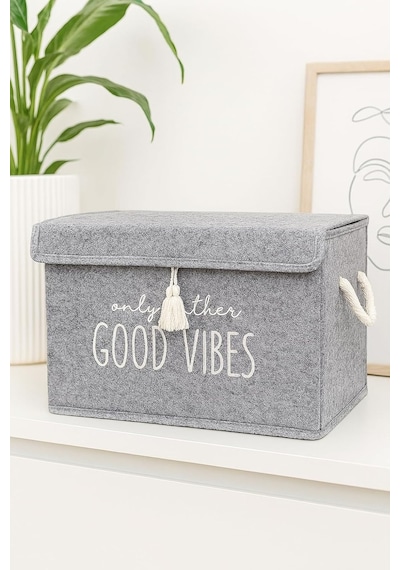 Keçe Çok Amaçlı Kapaklı Düzenleyici Kutu 35 X 24 X 24 Cm Mini, Gri