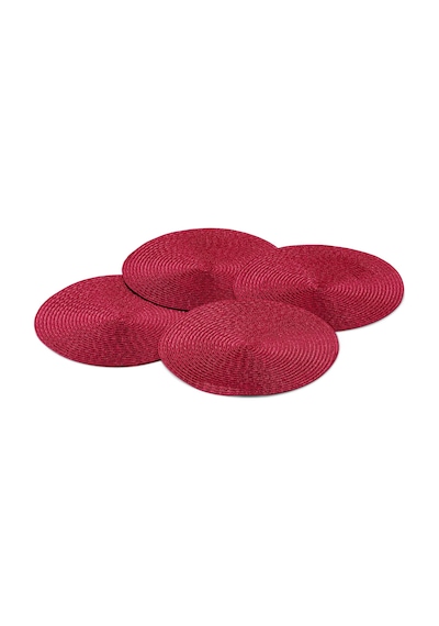 Amerikan Servis, 4 Lü Set, Yuvarlak, Kırmızı
