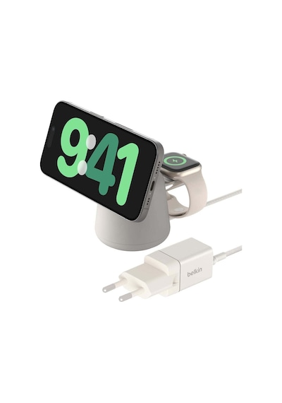 Belkin Boostcharge Pro 2'si1 Arada Magesafe Şark İstasyonu - Krem