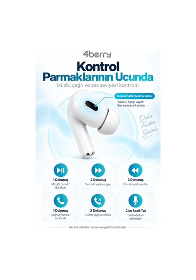 S8 Pro Bluetooth 5.3 Kablosuz Kulak İçi Kulaklık - Anc, Şeffaf Modlu, Dokunmatik, Oyun Modlu - Beyaz 1210