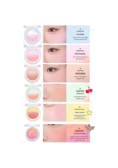 Işıltılı, İki Tonlu Highlighter Allık Perıpera Pure Blushed Custom Cheek 005 Dreamy Cherry 97919804
