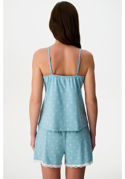 Penti Mavi Aqua Pamuklu Şortlu Pijama Takımı