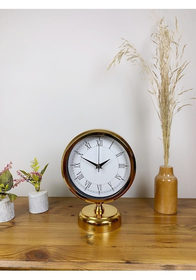 Gold Metal Retro Masa Saati 25 20 Cm Renkli