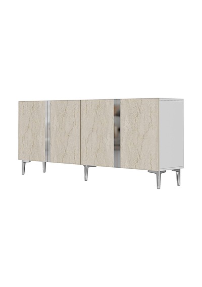 Ka1898bts - Anka Konsol, Tv Stand, Tv Sehpası Ve Tv Ünitesi Beyaz - Traverten - Sılver 180cm