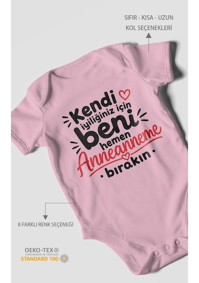 Morivokids Anneanneye Özel Kısa Kollu Bebek Body %100 Pamuk Zbn284-kk Koyu Pembe