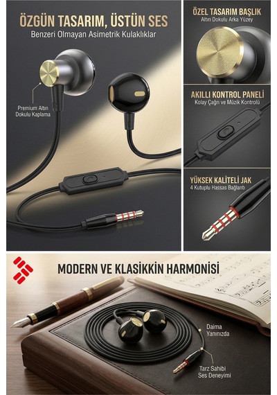 3.5 Mm Jack Girişli Stereo Kulak İçi Metal Kablolu Kulaklık Konforlu Ses Mt266 Diğer