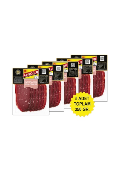 Yüksek Proteinli Kurutulmuş Dana Füme Et 70 Gr. Beşli Paket Toplam 350 Gr.