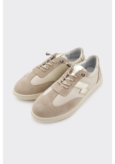 Derinet Hakiki Deri Kadın Sneaker Bej Bej