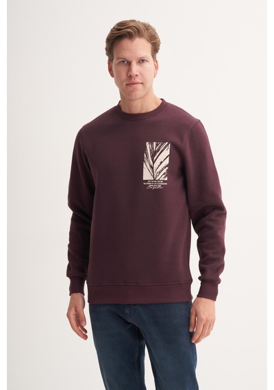 Cazador 53805 Erkek Bisiklet Yaka Sweatshirt Vişne