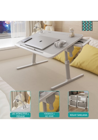Karr Office Move - N6 Yükseklik Ayarlı Led Aydınlatmalı Gri Laptop Sehpası Diğer