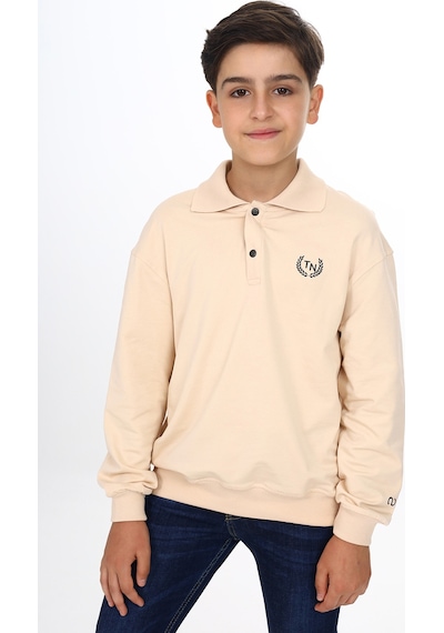Toontoy Kids Toontoy Erkek Çocuk Baskılı Sweatshirt Bej