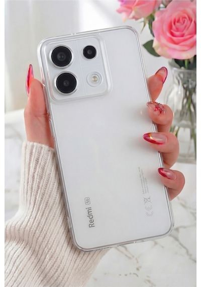 Fibaks Redmi Note 13 Pro 5G Uyumlu Kılıf Kamera Korumalı Renksiz Şeffaf Esnek Renksiz Silikon Kapak
