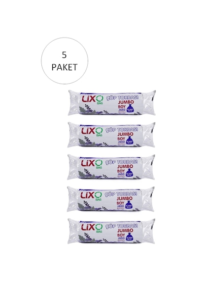J-650 Jumbo Boy Çöp Torbası 80 X 110 Cm 10 Lu Rulo X 5 Paket 50 Adet Siyah