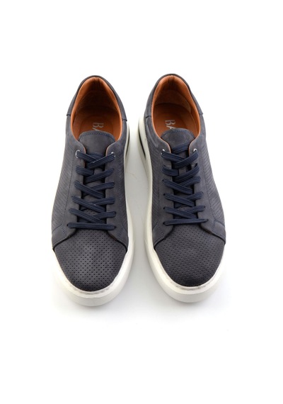 Lacivert Hakiki Deri Erkek Sneaker E01396200701 Lacivert