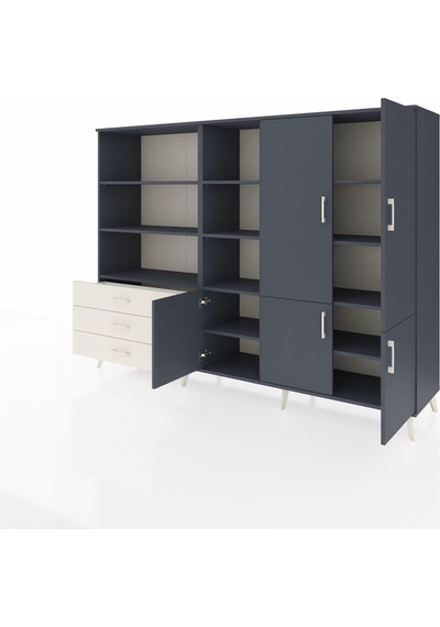 Hyperion Dolap 11 Raflı 3 Çekmeceli 5 Kapaklı 220x44x163 Antrasit Antrasit-antrasit/aytaşı Hyperion Dolap 11 Raflı 3 Çekmeceli 5 Kapaklı 220x44x163 Antrasit Antrasit-antrasit/aytaşı