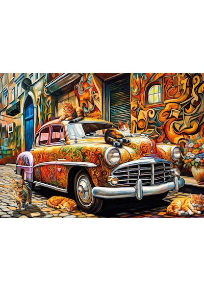 Ks Games 500 Parça Araba Üstündeki Kediler Puzzle - Serhat Filiz