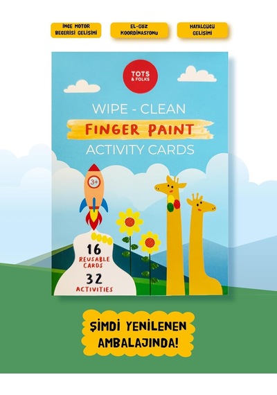 Silinebilir Parmak Boyası Aktivite Kartları - Wipe Clean Finger Paint Activity Cards - Fingerprint Activities - 16 Kar
