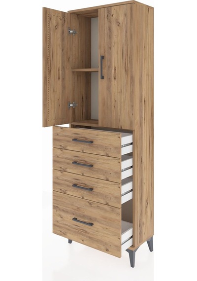 Arges Dolap 2 Raflı 4 Çekmeceli 2 Kapaklı 60x30x182 Çam-çam Çam Arges Dolap 2 Raflı 4 Çekmeceli 2 Kapaklı 60x30x182 Çam-çam Çam