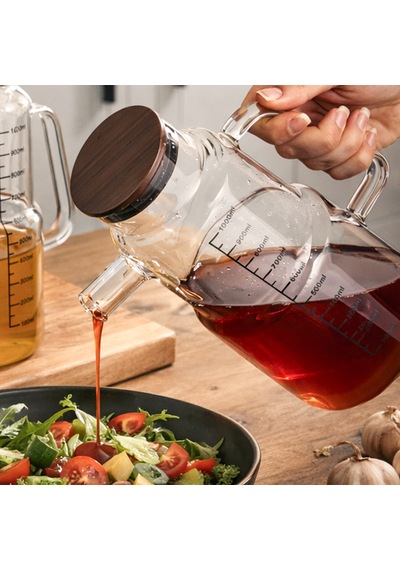 Porsima Lm-0107 Evora Kapaklı Borosilikat Cam Yağlık Sirkelik Yağdanlık 1000ml Şeffaf