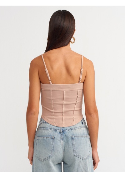 Dilvin Askılı Crop Top  Bej
