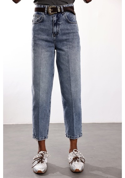 5in1Canpolat Açık Mavi Yüksek Bel Baggy Jean 3004 Açık  Mavi