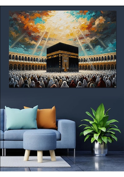 Ahşap Tablo Mekke Kabe Ve Manevi Işıklar