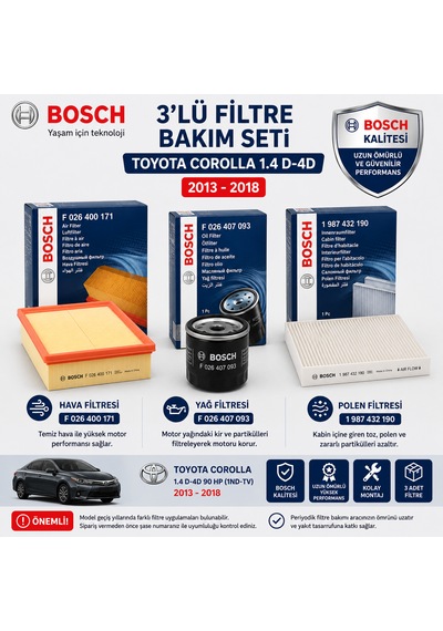 Bosch Filtre Bakım Seti Seçim - 3Lü - Hava + Yağ F. + Polen Filtre Bosch Bosch Filtre Bakım Seti Seçim - 3Lü - Hava + Yağ F. + Polen Filtre Bosch