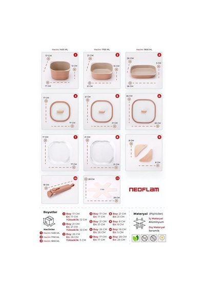 Neoflam Fika Comfort Terracota Tencere Ve Tava Seti Çok Renkli