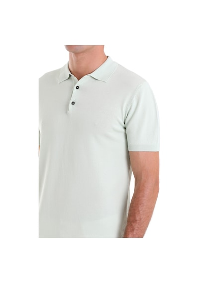 Hatemoğlu Su Yeşili Comfort Fit Düz Polo Yaka Rayon Triko Tişört Yeşil