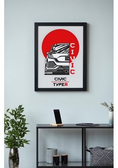 Honda Civic Type-r Ahşap Çerçeveli Poster Tablo Hot Hatch