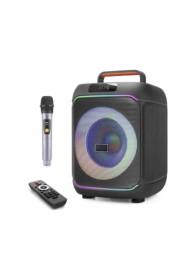 Karaoke Mikrofonlu Bluetooth Hoparlör Fm Radyo 40w 8 İnç Rgb Kumandalı Siyah Jbr818 Evimdeyokyok