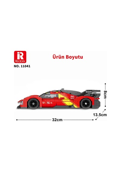 Reobrix Technic 11041 1/12 Ferrari 499p Araba Yaratıcı Yapı Blok Seti Building Blocks - 1370 Parça