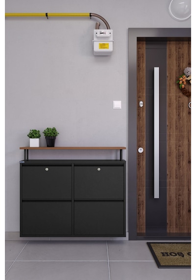 Ceha Kilitli Tablalı 4'lü Metal Ayakkabılık - Siyah K.AYK-2.4/AC/P 9005/KL Ceha Kilitli Tablalı 4'lü Metal Ayakkabılık - Siyah K.AYK-2.4/AC/P 9005/KL