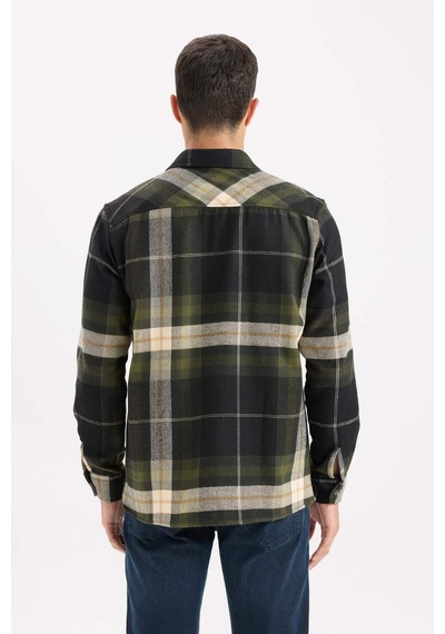 DeFacto Regular Fit Polo Yaka Kareli Flanel Uzun Kollu Gömlek D5835AX24AUNV64 DeFacto Regular Fit Polo Yaka Kareli Flanel Uzun Kollu Gömlek D5835AX24AUNV64