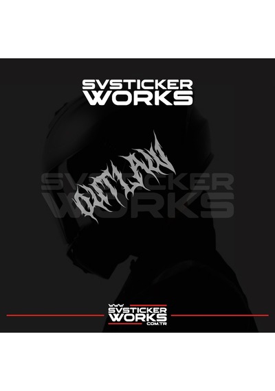 Outlaw Yazılı Kask Sticker Tüm Kasklar Uyumlu Tek Yön 1 Adet Gri