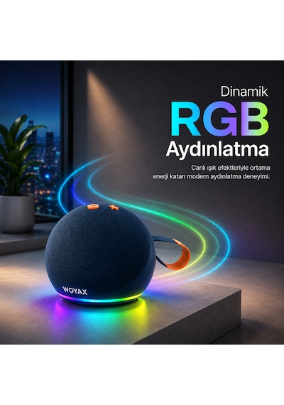Woyax Taşınabilir Bluetooth Hoparlör, 15w Kablosuz Küre Speaker, Ses Bombası Usb, Tws, 15w Güçlü Ses Bass Küçük Büyük Boy