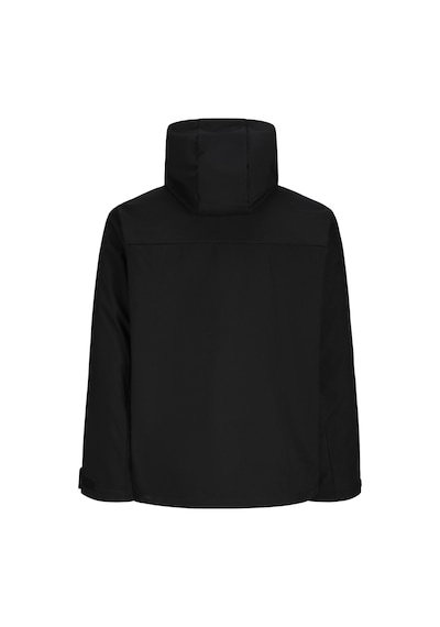 Jack & Jones Erkek Fermuarli Kapüsonlu Softshell Mont - Lupo - 12298689 Siyah