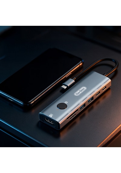 Go Des Gd-6910 Type-c Bağlantılı 7in1 Hub Adaptör Usb 5gbps/hdmi/pd 3.0/3.5mm/4k Ultra Hd Gri