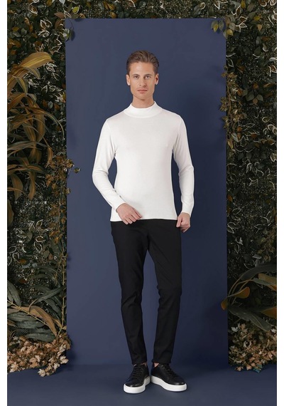 Efor Tr 863 Slim Fit Ekru Klasik Triko Ekru