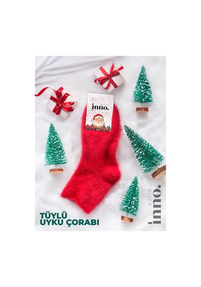 Inno Pembe Tüylü Peluş Ev Uyku Çorabı Hediyelik Kurdeleli Inno Pembe Tüylü Peluş Ev Uyku Çorabı Hediyelik Kurdeleli