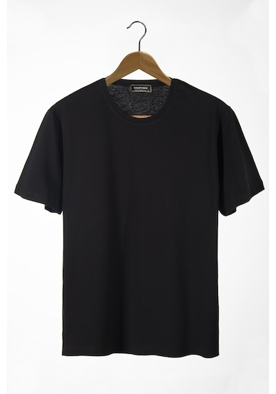 Erkek Bisiklet Yaka Oversize Rahat Kalıp Basic T-shirt 22y-3400761-1 Siyah Siyah